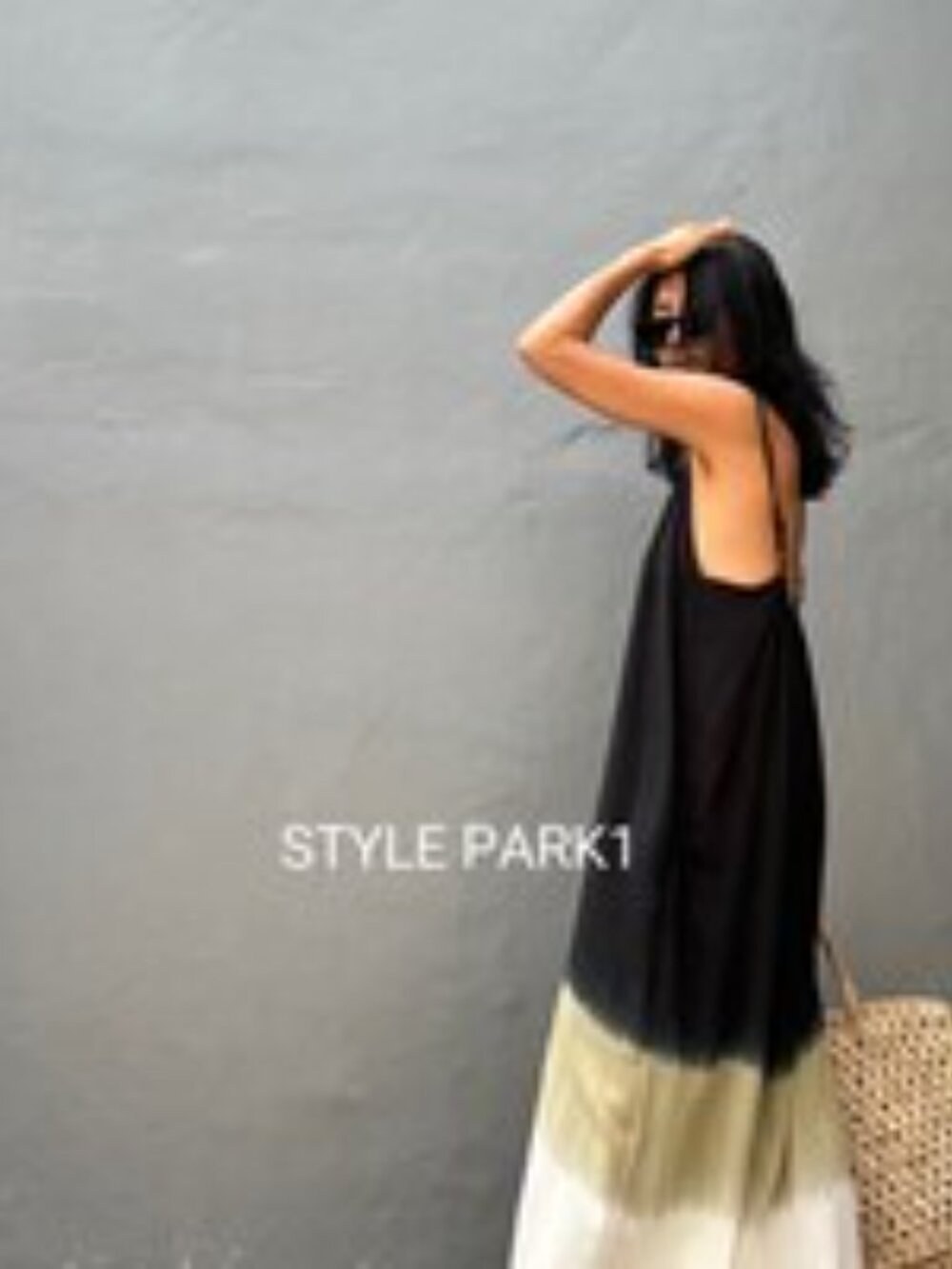 💥 (10 for $10) Black to Olive Dip-Dye Jumpsuit with White Hem by Stylepark1